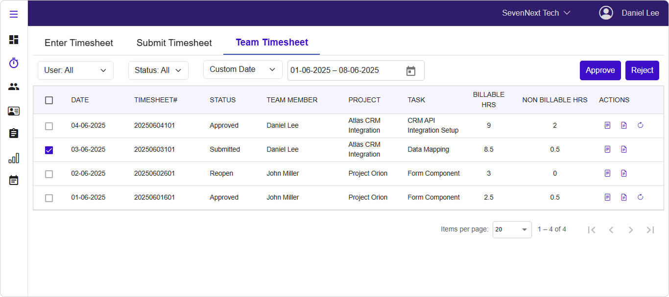 Timesheet Approval Interface