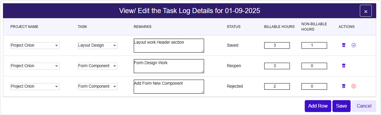 Delete Individual Task Entries Image