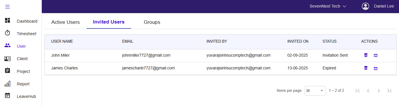 User Management Navigation