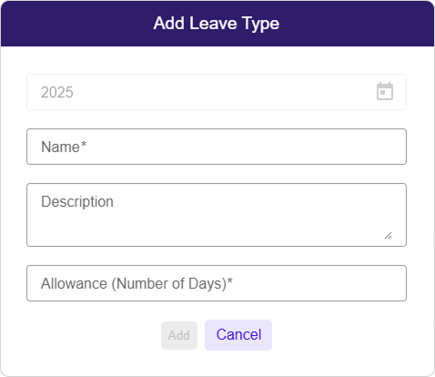 Adding leave type