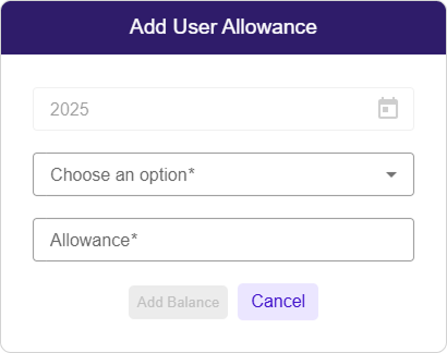 User allowance