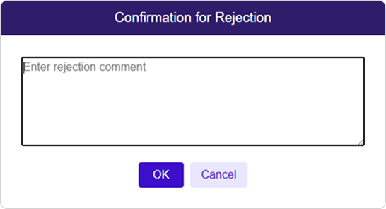 Add Rejection Comment Image