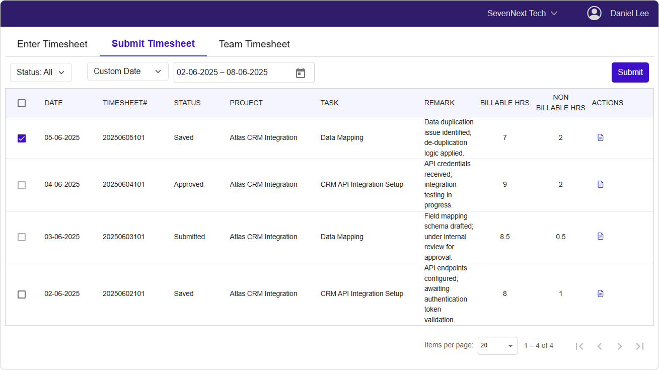 Timesheet Submission Page Image